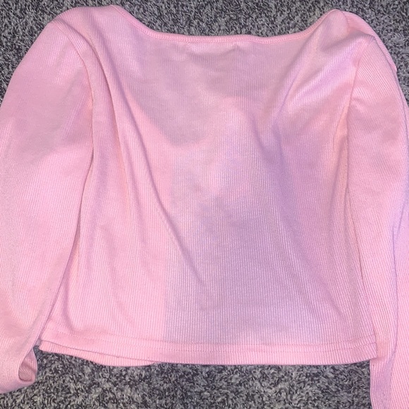 pink tie front crop cover up - Picture 3 of 4
